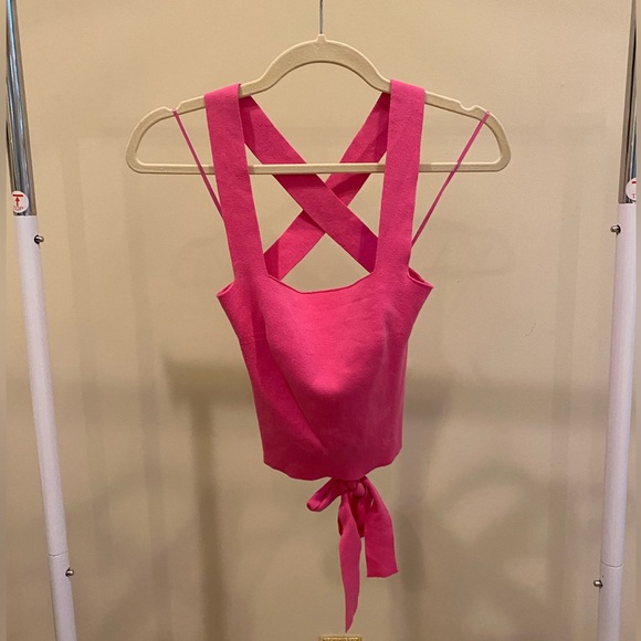 Hot Pink Corset Tank Top with Bow - Picture 4 of 5